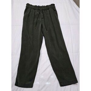 Loft Dark Green Elastic Waist Drawstring Pants Womens Size S
